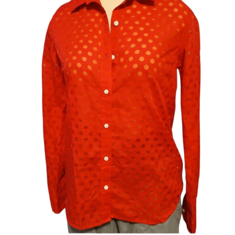 GAP Red Polka Dot Blouse Long Sleeve
